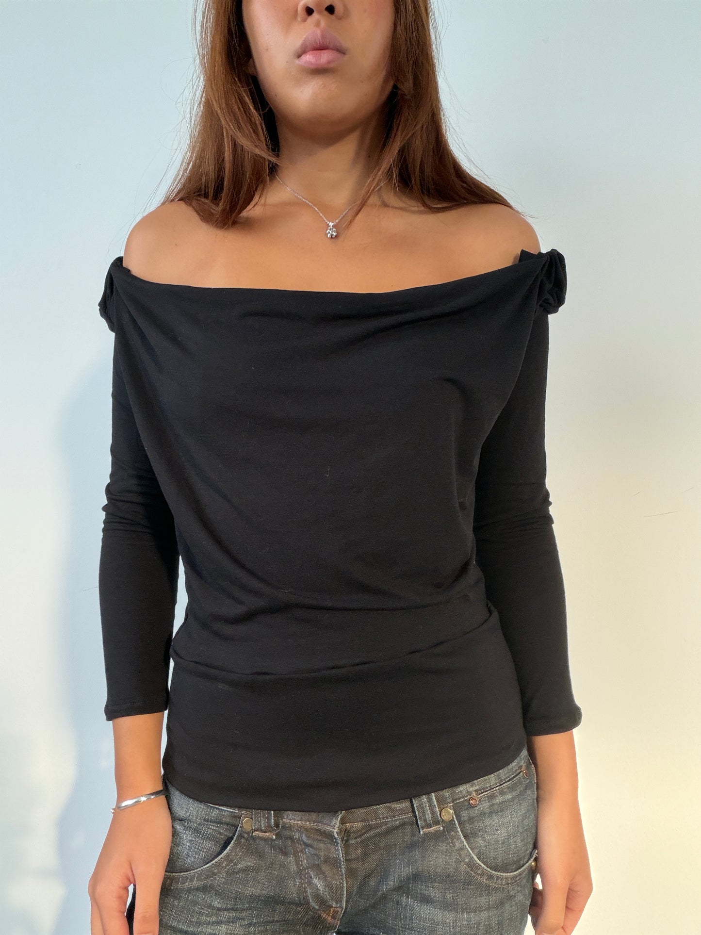 Black Mei Cowl Neck Top